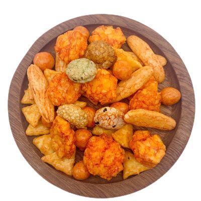 Gourmet Mixed Rice Crackers with Five Unique Flavors and Peanuts - Crunchy, All Natural Snack