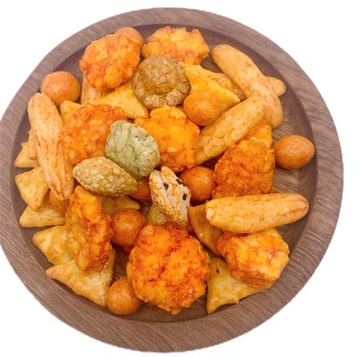 Gourmet Mixed Rice Crackers - 200g Pack with Five Flavors and Peanuts, Crunchy and All Natural