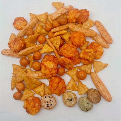 Healthy Gourmet Rice Crackers - Five Flavors and Shapes with Peanuts, All Natural Crunchy Goodness