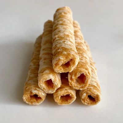 Cylinder Shape Waffle Sandwich Cookies Thai Snacks Coconut Crispy Rolls